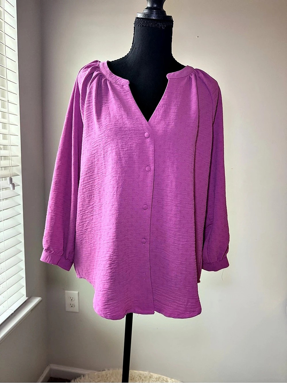 Adrienne Vittadini Pink Blouse Size Large Like New
